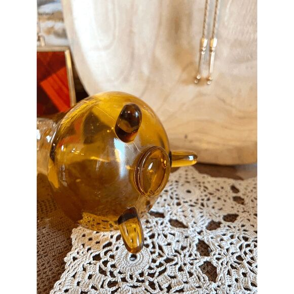 Vintage L.E. Smith Amber 3-Toed Footed Stretch Swung Bud Vase – Mid-Century Mode - Picture 5 of 5